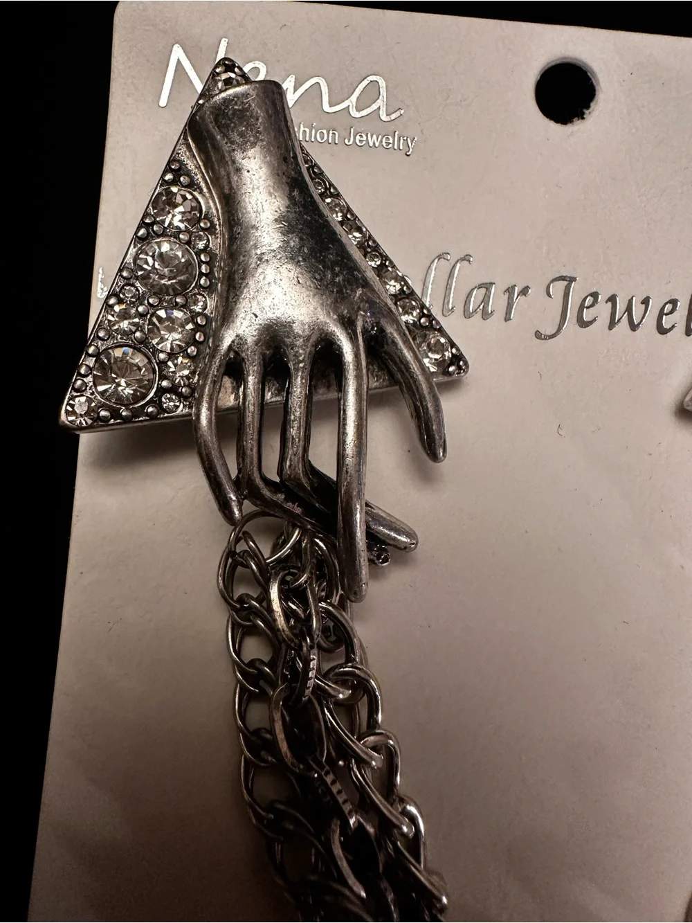 Victorian NWT Silver Skeleton hands Brooch/Collar/sweater Pin